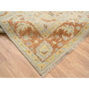 9'1"x11'9" Tan Color, Oushak Design Supple Collection, Thick and Plush Pure Wool Hand Knotted, Oriental Rug FWR386880