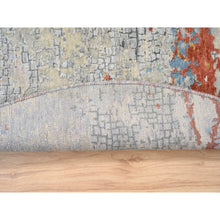 Load image into Gallery viewer, 5&#39;10&quot;x5&#39;10&quot; Cream-Rust, Abstract With Fire Mosaic Design, Wool And Silk Hand Knotted, Round Persian Knot Oriental Rug FWR386922