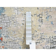 Load image into Gallery viewer, 5&#39;10&quot;x5&#39;10&quot; Cream-Rust, Abstract With Fire Mosaic Design, Wool And Silk Hand Knotted, Round Persian Knot Oriental Rug FWR386922