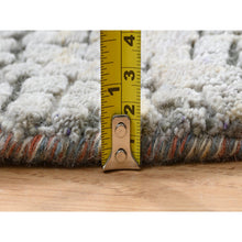 Load image into Gallery viewer, 5&#39;10&quot;x5&#39;10&quot; Cream-Rust, Abstract With Fire Mosaic Design, Wool And Silk Hand Knotted, Round Persian Knot Oriental Rug FWR386922