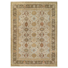 Load image into Gallery viewer, 12&#39;1&quot;x17&#39;1&quot; Light Gray, Hand Knotted Karajeh Design with Tribal Medallions, Soft Wool, Oversized Oriental Rug FWR386952