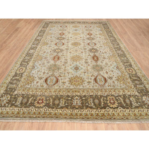 12'1"x17'1" Light Gray, Hand Knotted Karajeh Design with Tribal Medallions, Soft Wool, Oversized Oriental Rug FWR386952
