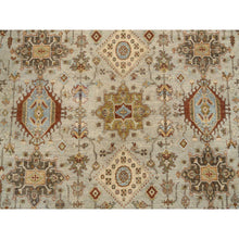 Load image into Gallery viewer, 12&#39;1&quot;x17&#39;1&quot; Light Gray, Hand Knotted Karajeh Design with Tribal Medallions, Soft Wool, Oversized Oriental Rug FWR386952