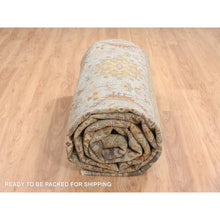 Load image into Gallery viewer, 12&#39;1&quot;x17&#39;1&quot; Light Gray, Hand Knotted Karajeh Design with Tribal Medallions, Soft Wool, Oversized Oriental Rug FWR386952