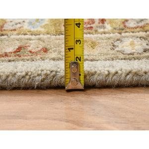 12'1"x17'1" Light Gray, Hand Knotted Karajeh Design with Tribal Medallions, Soft Wool, Oversized Oriental Rug FWR386952