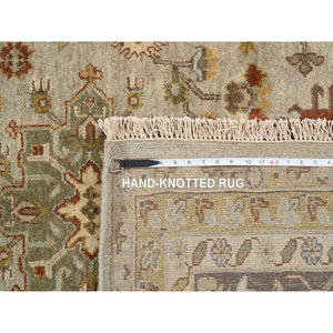 12'1"x17'1" Light Gray, Hand Knotted Karajeh Design with Tribal Medallions, Soft Wool, Oversized Oriental Rug FWR386952