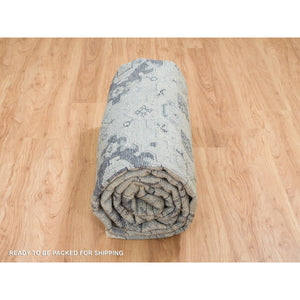 8'10"x12' Silver Gray, Thick and Plush Extra Soft Wool Hand Knotted, Anatolian Design Supple Collection, Oriental Rug FWR387078