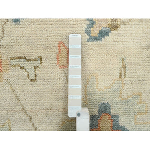 13'10"x18' Light Cream, Soft Wool Hand Knotted, Oushak with Floral Design Supple Collection Thick and Plush, Oversized Oriental Rug FWR387180