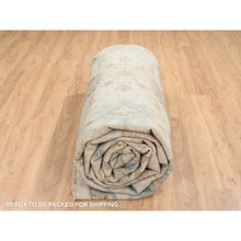Load image into Gallery viewer, 13&#39;10&quot;x18&#39; Light Cream, Soft Wool Hand Knotted, Oushak with Floral Design Supple Collection Thick and Plush, Oversized Oriental Rug FWR387180