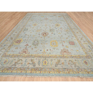 12'x18' Light Gray, Oushak Design Supple Collection, Thick and Plush Pure Wool Hand Knotted, Oversized Oriental Rug FWR387186
