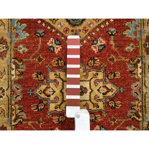 2'1"x3' Red-Gold, Karajeh Design, with Geometric Medallions Design, Hand Knotted, Pure Wool, Oriental Rug FWR387210