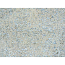 Load image into Gallery viewer, 2&#39;7&quot;x12&#39; Gray with Touches of Blue, Tabriz Design, Wool and Plant Based Silk Jacquard Hand Loomed, Runner Oriental Rug FWR387312