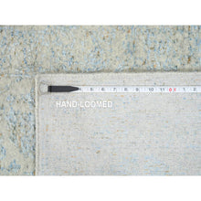Load image into Gallery viewer, 2&#39;6&quot;x12&#39; Gray with Touches of Blue, Wool and Plant Based Silk Jacquard Hand Loomed, Tabriz Design, Runner Oriental Rug FWR387330