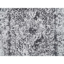 Load image into Gallery viewer, 2&#39;7&quot;x18&#39;1&quot; Silver Gray, Hand Knotted Erased Persian Design, Wool and Pure Silk, Runner Oriental Rug FWR387354