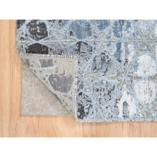 Load image into Gallery viewer, 2&#39;8&quot;x5&#39;10&quot; Gray and Blue, Wool and Silk Hand Knotted, THE HONEYCOMB Award Winning Design, Oriental Rug FWR387372
