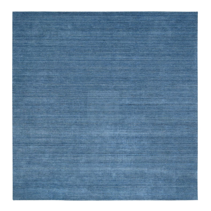 12'x12' Denim Blue, Tone on Tone, Pure Wool Hand Loomed, Modern Design, Square Oriental Rug FWR387378