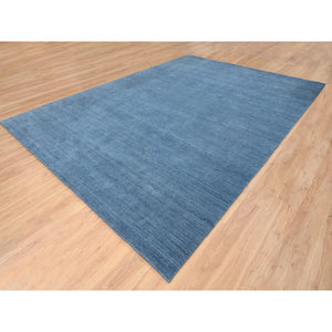 10'x14' Denim Blue, Soft Wool, Hand Loomed, Modern Design, Tone on Tone, Oriental Rug FWR387390