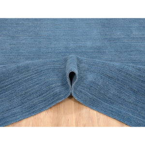 10'x14' Denim Blue, Soft Wool, Hand Loomed, Modern Design, Tone on Tone, Oriental Rug FWR387390