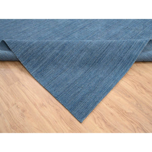 10'x14' Denim Blue, Soft Wool, Hand Loomed, Modern Design, Tone on Tone, Oriental Rug FWR387390