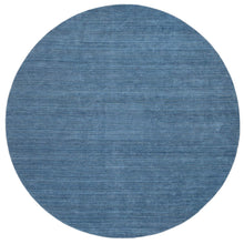Load image into Gallery viewer, 11&#39;9&quot;x11&#39;9&quot; Denim Blue, Tone on Tone, Pure Wool Hand Loomed, Modern Design, Round Oriental Rug FWR387396