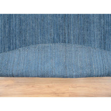 Load image into Gallery viewer, 11&#39;9&quot;x11&#39;9&quot; Denim Blue, Tone on Tone, Pure Wool Hand Loomed, Modern Design, Round Oriental Rug FWR387396