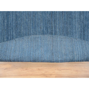 11'9"x11'9" Denim Blue, Tone on Tone, Pure Wool Hand Loomed, Modern Design, Round Oriental Rug FWR387396