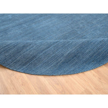 Load image into Gallery viewer, 11&#39;9&quot;x11&#39;9&quot; Denim Blue, Tone on Tone, Pure Wool Hand Loomed, Modern Design, Round Oriental Rug FWR387396
