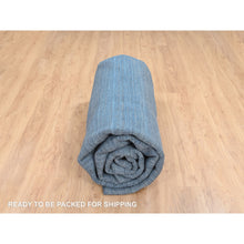 Load image into Gallery viewer, 11&#39;9&quot;x11&#39;9&quot; Denim Blue, Tone on Tone, Pure Wool Hand Loomed, Modern Design, Round Oriental Rug FWR387396