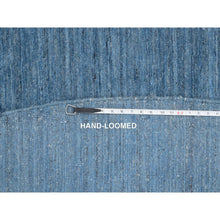 Load image into Gallery viewer, 11&#39;9&quot;x11&#39;9&quot; Denim Blue, Tone on Tone, Pure Wool Hand Loomed, Modern Design, Round Oriental Rug FWR387396