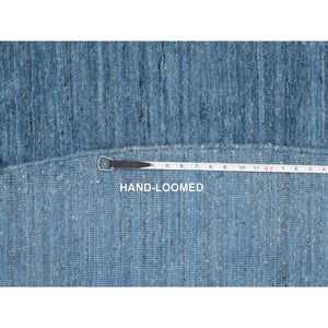 11'9"x11'9" Denim Blue, Tone on Tone, Pure Wool Hand Loomed, Modern Design, Round Oriental Rug FWR387396