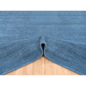 12'x14'10" Denim Blue, Modern Design, Tone on Tone, Pure Wool Hand Loomed, Oriental Rug FWR387402