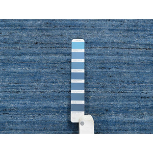 6'x6' Denim Blue, Soft Wool Hand Loomed, Modern Design, Tone on Tone, Round Oriental Rug FWR387492