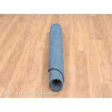 Load image into Gallery viewer, 6&#39;x6&#39; Denim Blue, Soft Wool Hand Loomed, Modern Design, Tone on Tone, Round Oriental Rug FWR387492