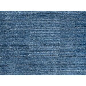 2'x3' Denim Blue, Modern Design, Tone on Tone, All Wool Hand Loomed, Mat Oriental Rug FWR387516