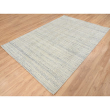 Load image into Gallery viewer, 6&#39;1&quot;x9&#39; Beige, Variegated Textured Modern Design, Pure Wool Hand Loomed, Oriental Rug FWR387540