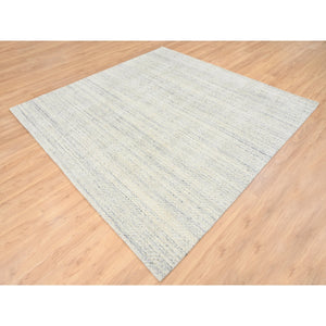 8'x8' Beige, Soft Wool Hand Loomed, Variegated Textured Modern Design, Square Oriental Rug FWR387552