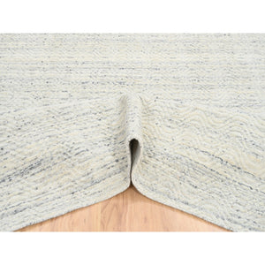 8'x8' Beige, Soft Wool Hand Loomed, Variegated Textured Modern Design, Square Oriental Rug FWR387552