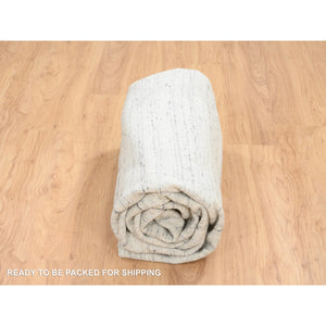 8'x8' Beige, Soft Wool Hand Loomed, Variegated Textured Modern Design, Square Oriental Rug FWR387552