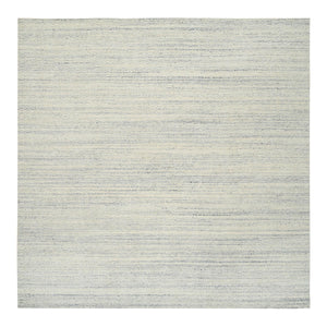 10'1"x10'1" Beige, Hand Loomed Variegated Textured Modern Design, Natural Wool, Square Oriental Rug FWR387564