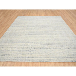 10'1"x10'1" Beige, Hand Loomed Variegated Textured Modern Design, Natural Wool, Square Oriental Rug FWR387564