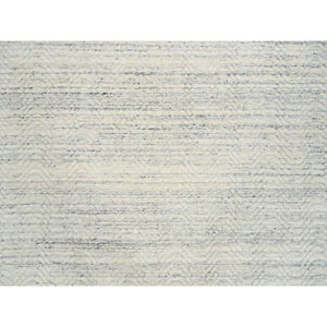 10'1"x10'1" Beige, Hand Loomed Variegated Textured Modern Design, Natural Wool, Square Oriental Rug FWR387564