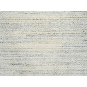 10'1"x10'1" Beige, Hand Loomed Variegated Textured Modern Design, Natural Wool, Square Oriental Rug FWR387564