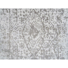 Load image into Gallery viewer, 2&#39;6&quot;x7&#39;10&quot; Gray, Hand Knotted Broken Persian Design, Wool and Pure Silk, Runner Oriental Rug FWR387618