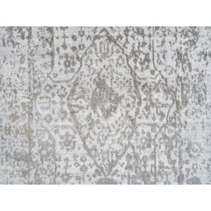 2'6"x7'10" Gray, Hand Knotted Broken Persian Design, Wool and Pure Silk, Runner Oriental Rug FWR387618