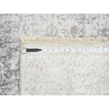 Load image into Gallery viewer, 2&#39;6&quot;x7&#39;10&quot; Gray, Hand Knotted Broken Persian Design, Wool and Pure Silk, Runner Oriental Rug FWR387618