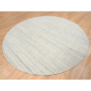 9'10"x9'10" Beige, Natural Wool Hand Loomed, Variegated Textured Modern Design, Round Oriental Rug FWR387630