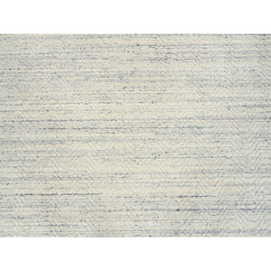 9'10"x9'10" Beige, Natural Wool Hand Loomed, Variegated Textured Modern Design, Round Oriental Rug FWR387630