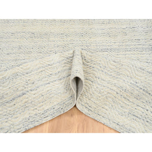 5'10"x9' Beige, Variegated Textured Modern Design, Natural Wool Hand Loomed, Oriental Rug FWR387636