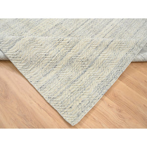 5'10"x9' Beige, Variegated Textured Modern Design, Natural Wool Hand Loomed, Oriental Rug FWR387636