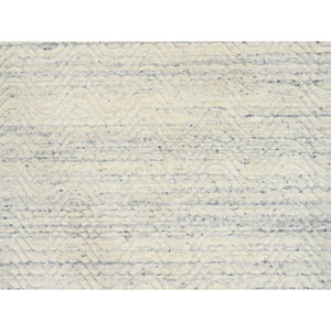 5'10"x9' Beige, Variegated Textured Modern Design, Natural Wool Hand Loomed, Oriental Rug FWR387636